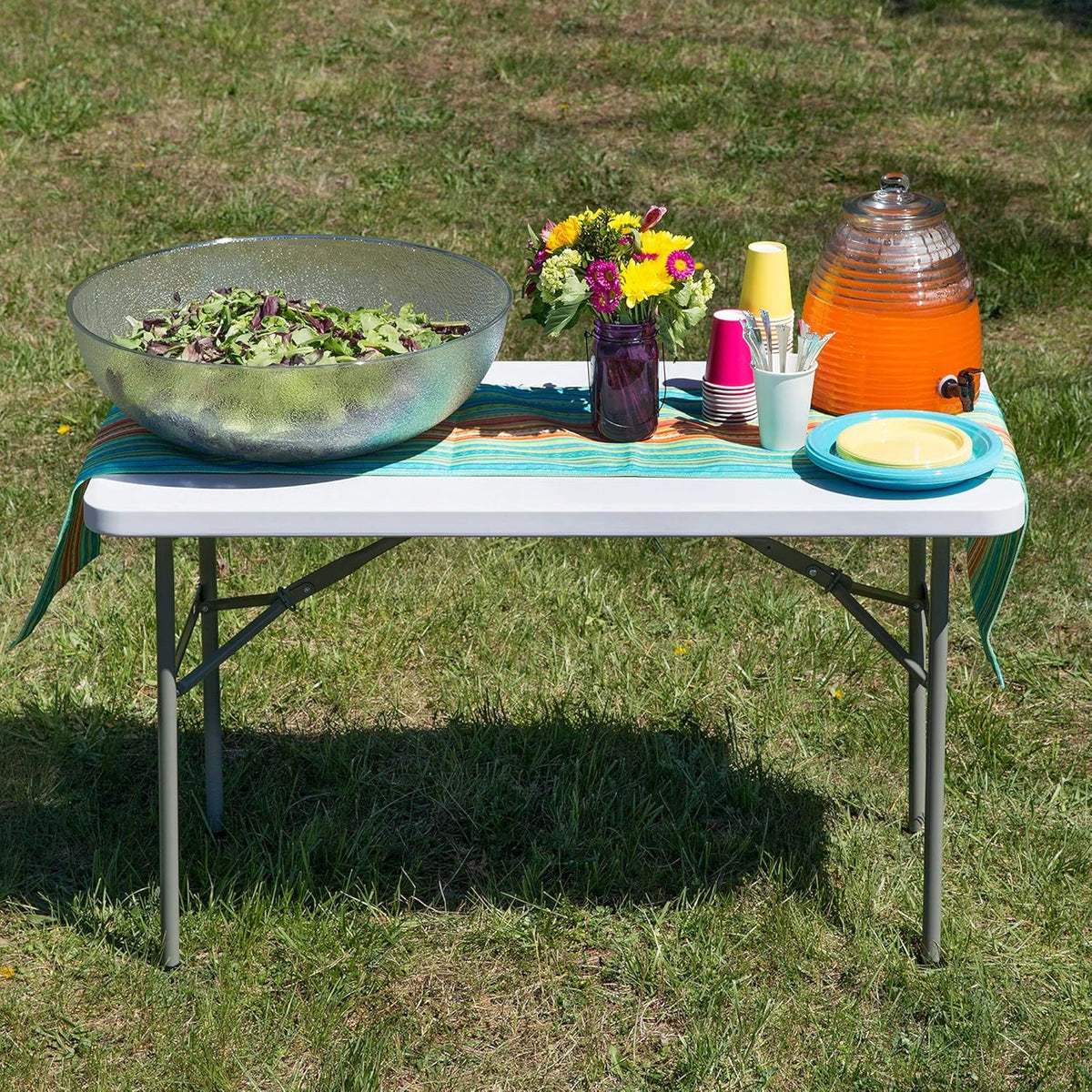 White 4 Ft Portable Folding Plastic Dining Table G88503