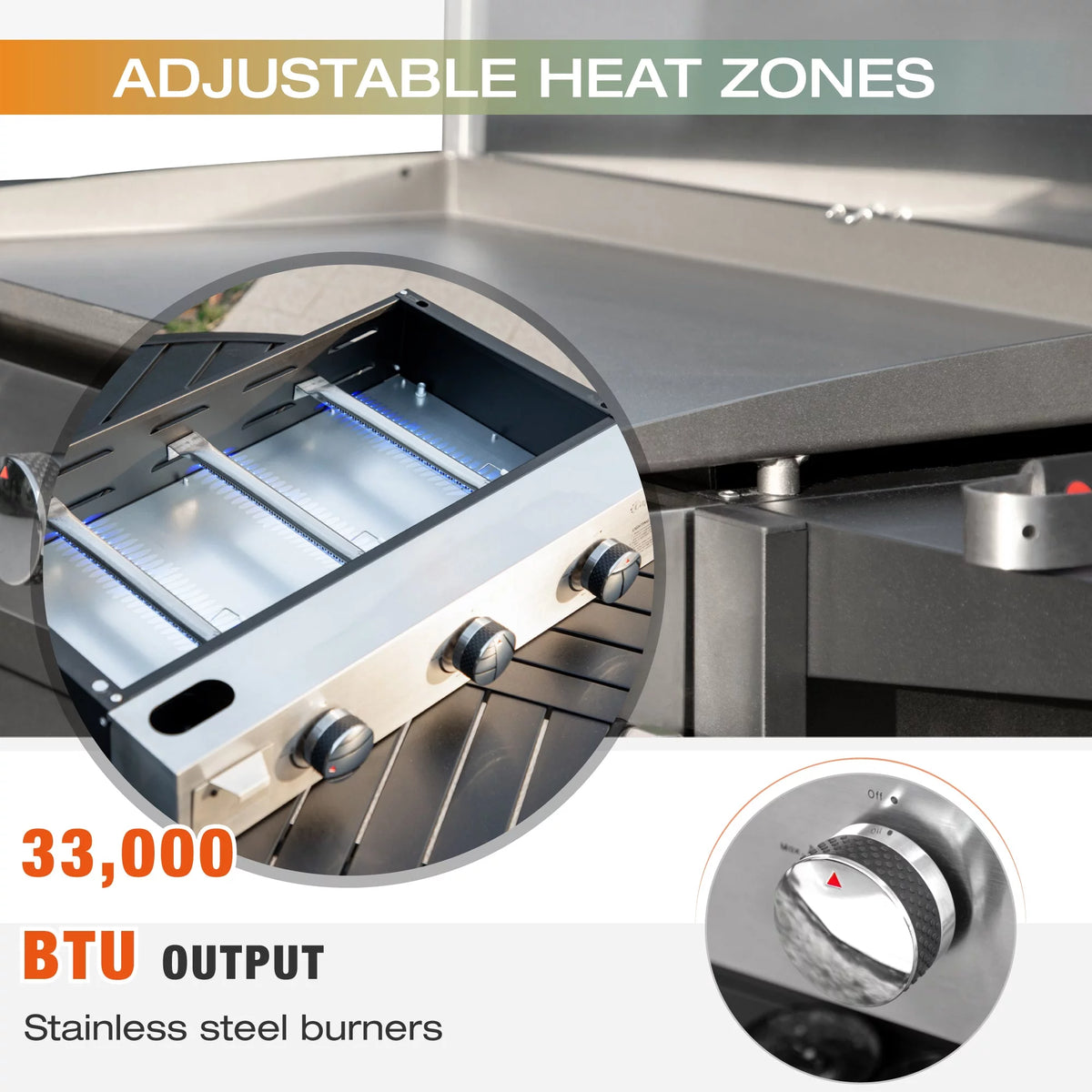 3-Burners Gas Griddle Portable Flat Table Top BBQ Grill 33,000 BTU P82171