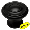 Flat Black Round Cabinet Hardware Knob 25 Pack K2093
