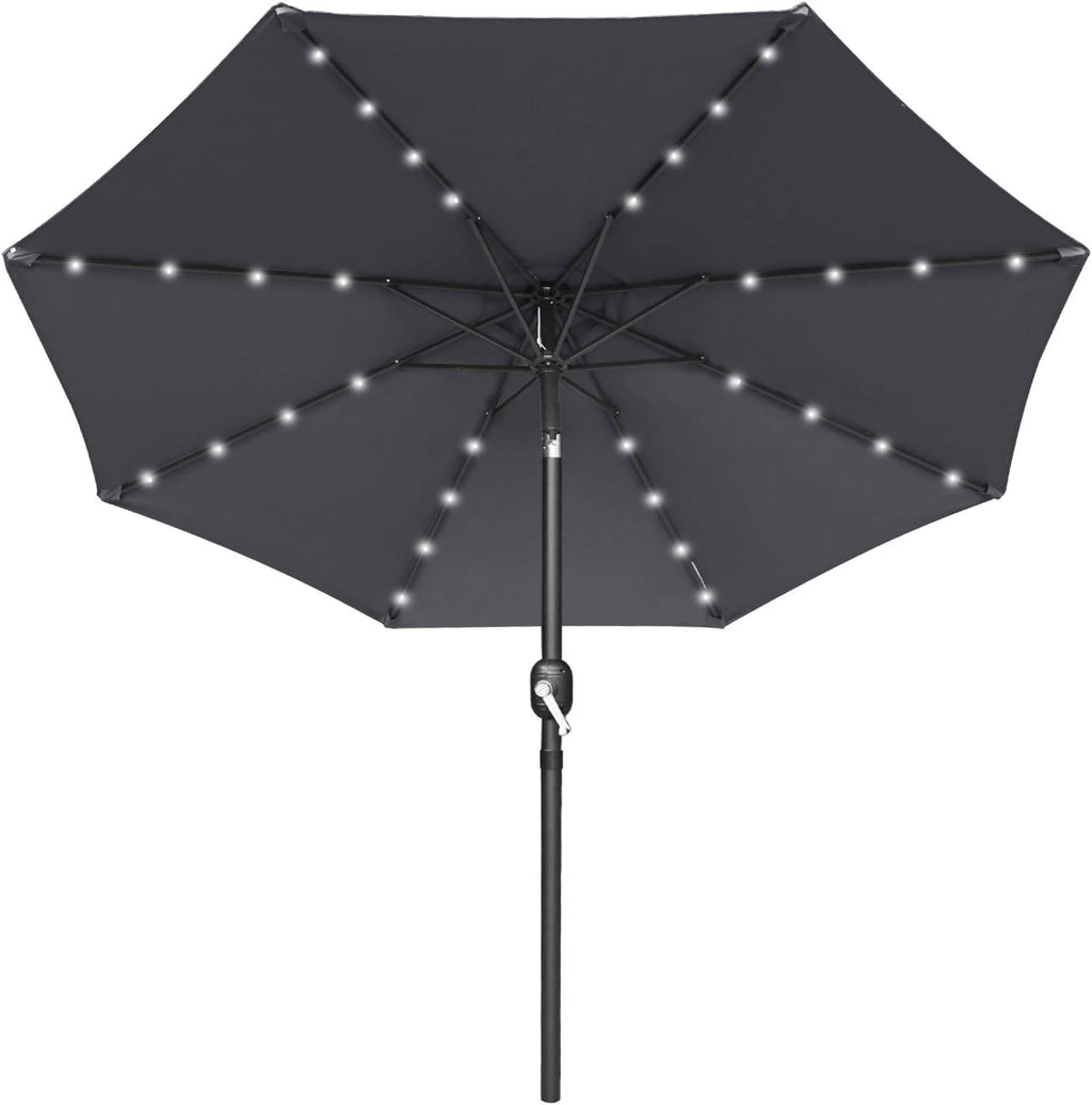 7.5ft Khaki Patio Umbrella with 32 Solar LED Lights V77839