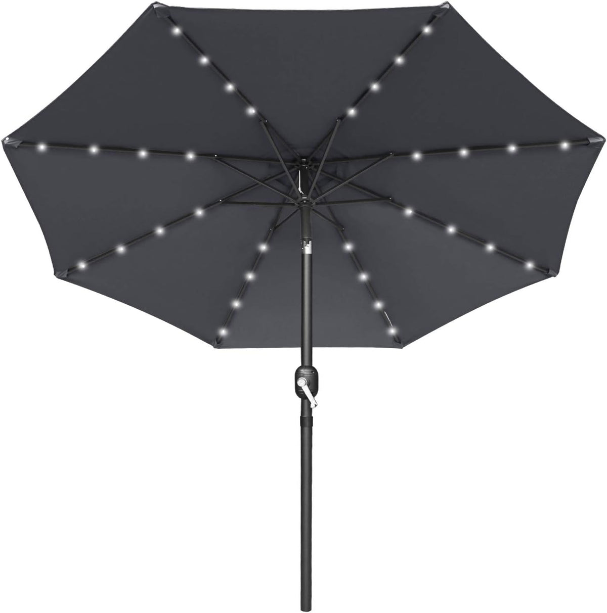 7.5ft Khaki Patio Umbrella with 32 Solar LED Lights V77839