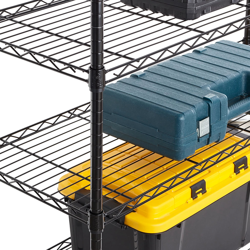Steel 6-Tier Storage Shelf Unit Black W521210