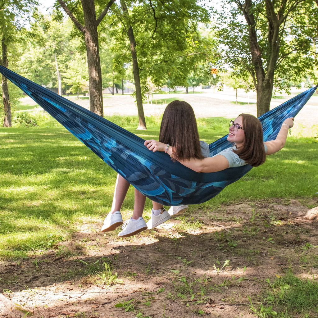 Nylon 2 Person Travel Hammock Blue Abstract Print X13912