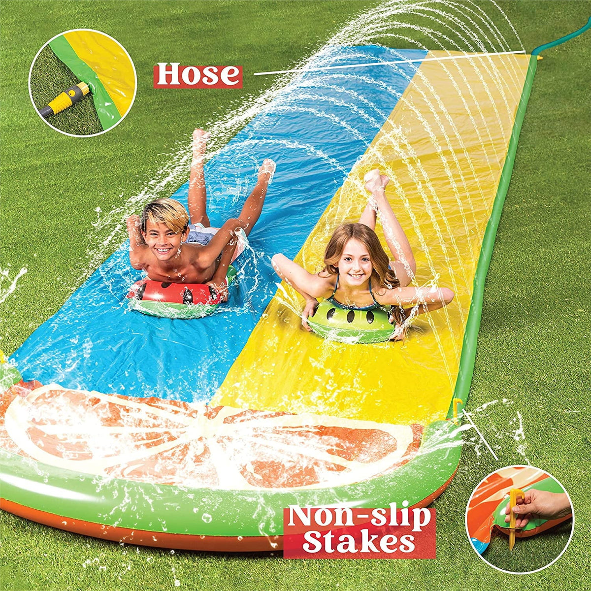 20ft 2 Person Water Slide with 2 Boogie Boards T589384