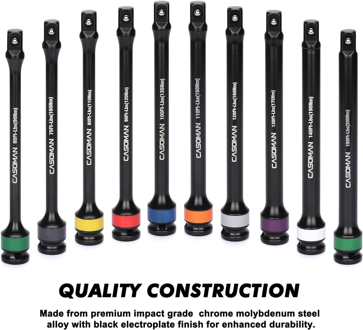 10 Piece 1/2 Drive 8 Inch Torque Extension Bar Set N5158