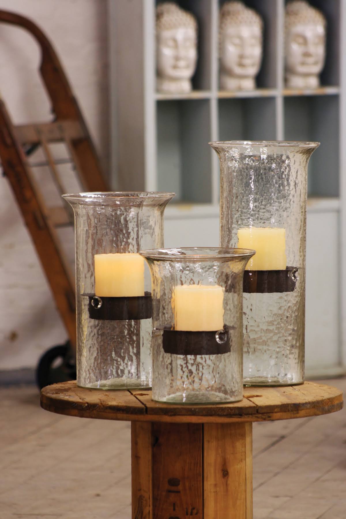 Glass Candle Cylinder with Rustic Insert K176