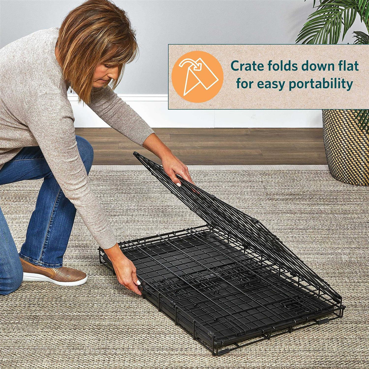 Black Single Door Dog Crate O583