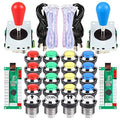 Arcade Gamepads and Controllers DIY Kit 2 Ellipse Oval Joystick 20 LED Chrome Buttons V4281