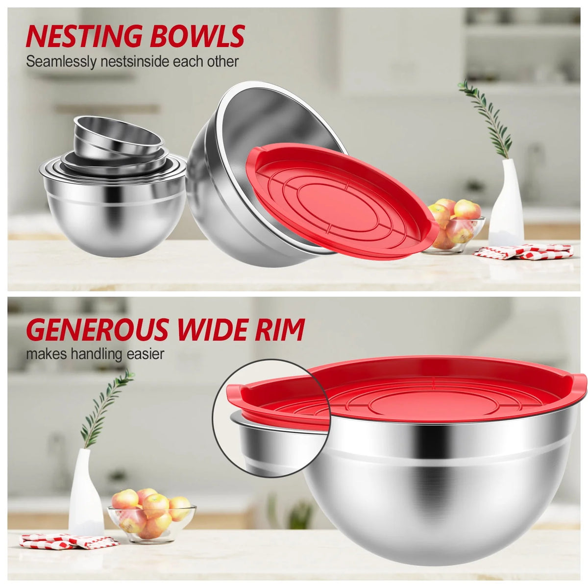 Stainless Steel Mixing Bowls Set with Lids 7 Pc C308234