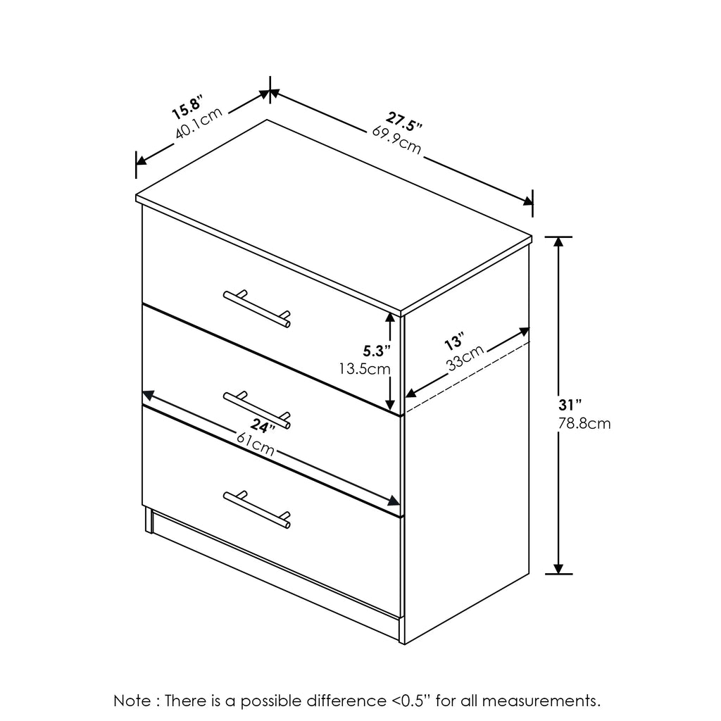 3-Drawer Dresser with Handle N47343