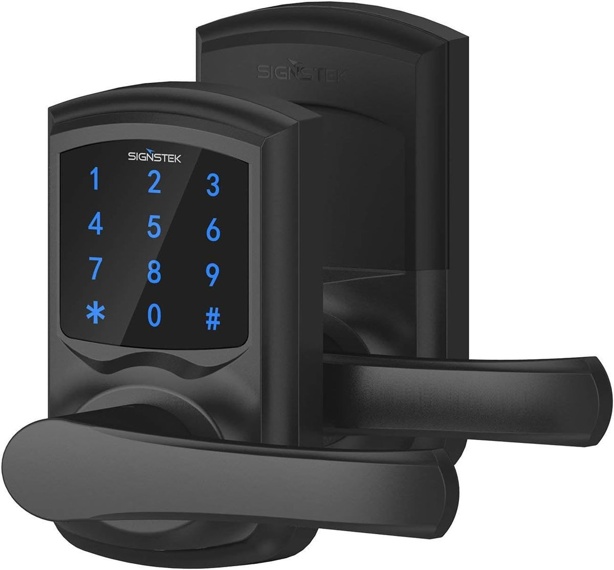 Digital Electronic Touchscreen Keypad Door Lock with Hidden Mechanical Key, Matte Black M6066