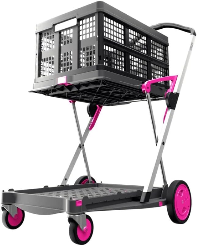 Collapsible Folding Trolley Cart with Storage Crate Red M820367