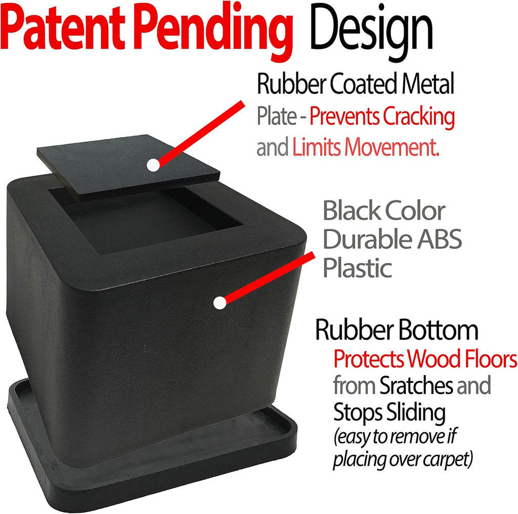 Black 3 Inch Bed and Furniture Risers O8573
