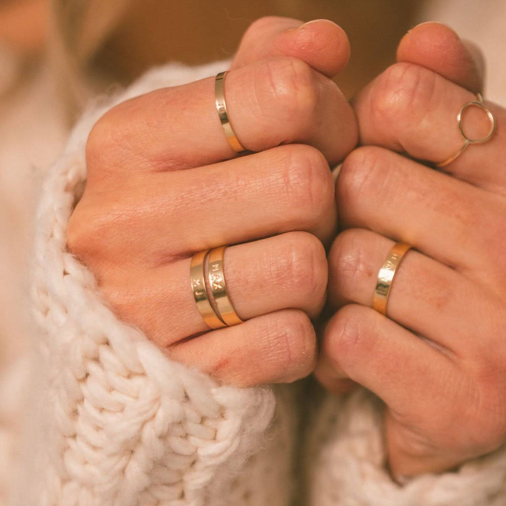 Handstamped Gold Filled Ring U174