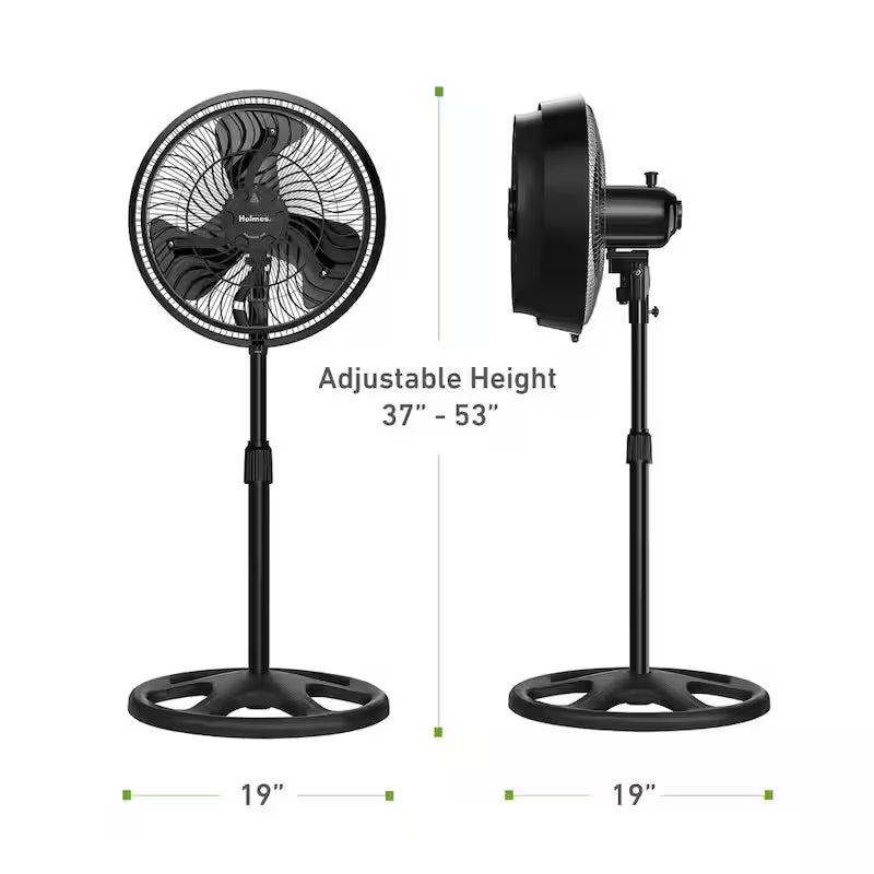16 in. Oscillating Misting Stand Fan Black 3 Speed with Adjustable Height Y819176