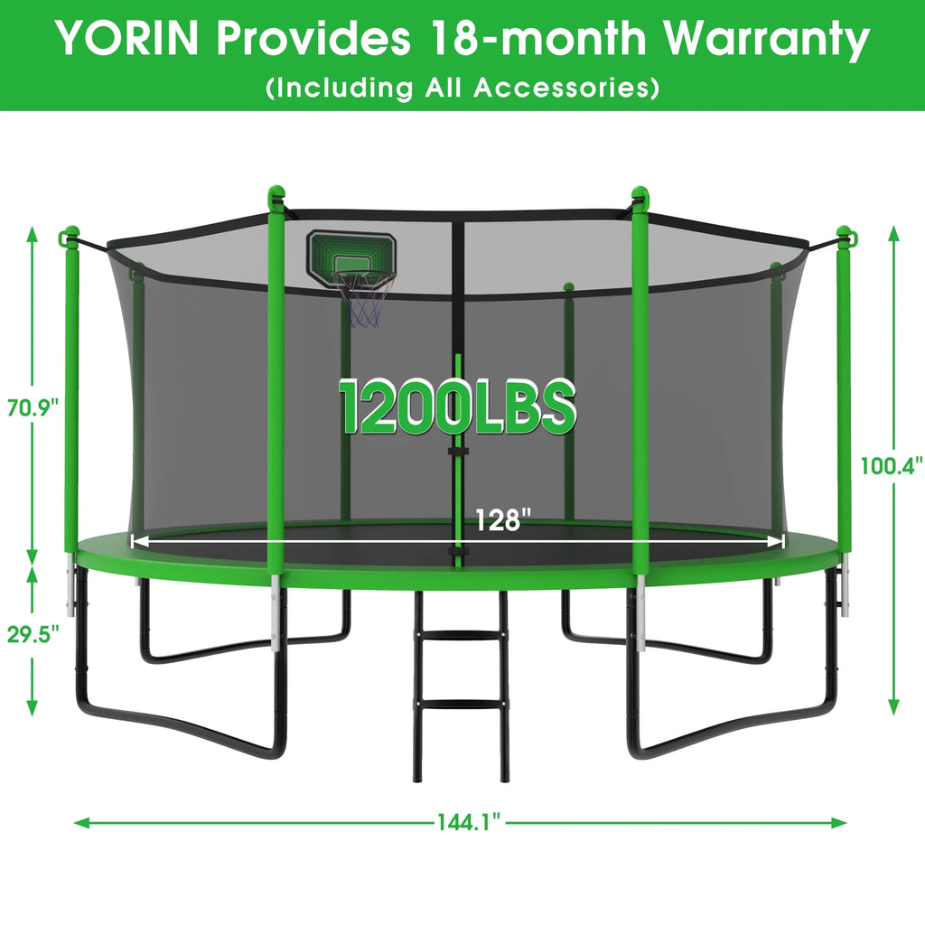 12FT Round Outdoor Trampoline with Enclosure Net Q66672