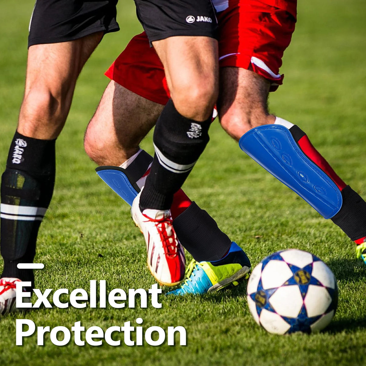 Children's Football Pads, Junior Football Leg Guards, Blue, Small Q59885