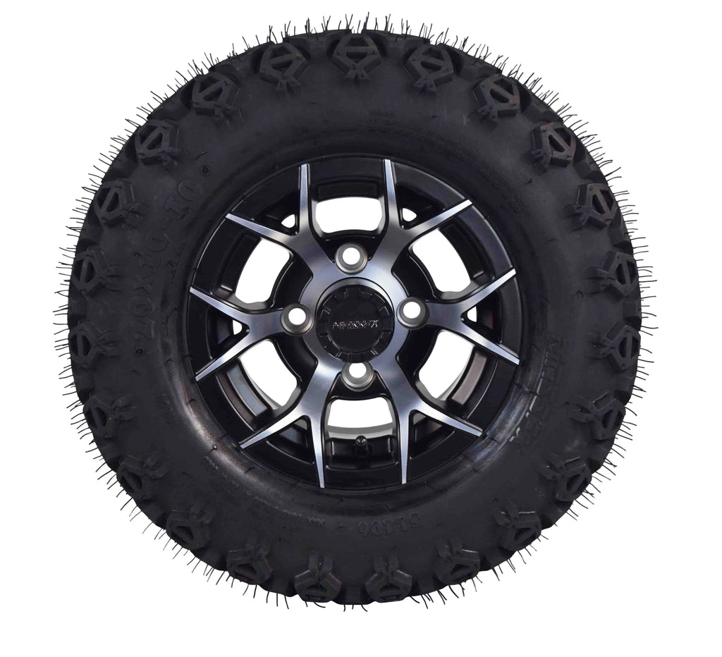20x10-10 Golf Cart Turf Tire & Black Wheel Kit N416