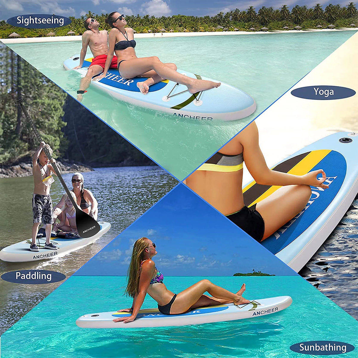 Yellow Inflatable Stand Up Paddle Board with Bag D6855