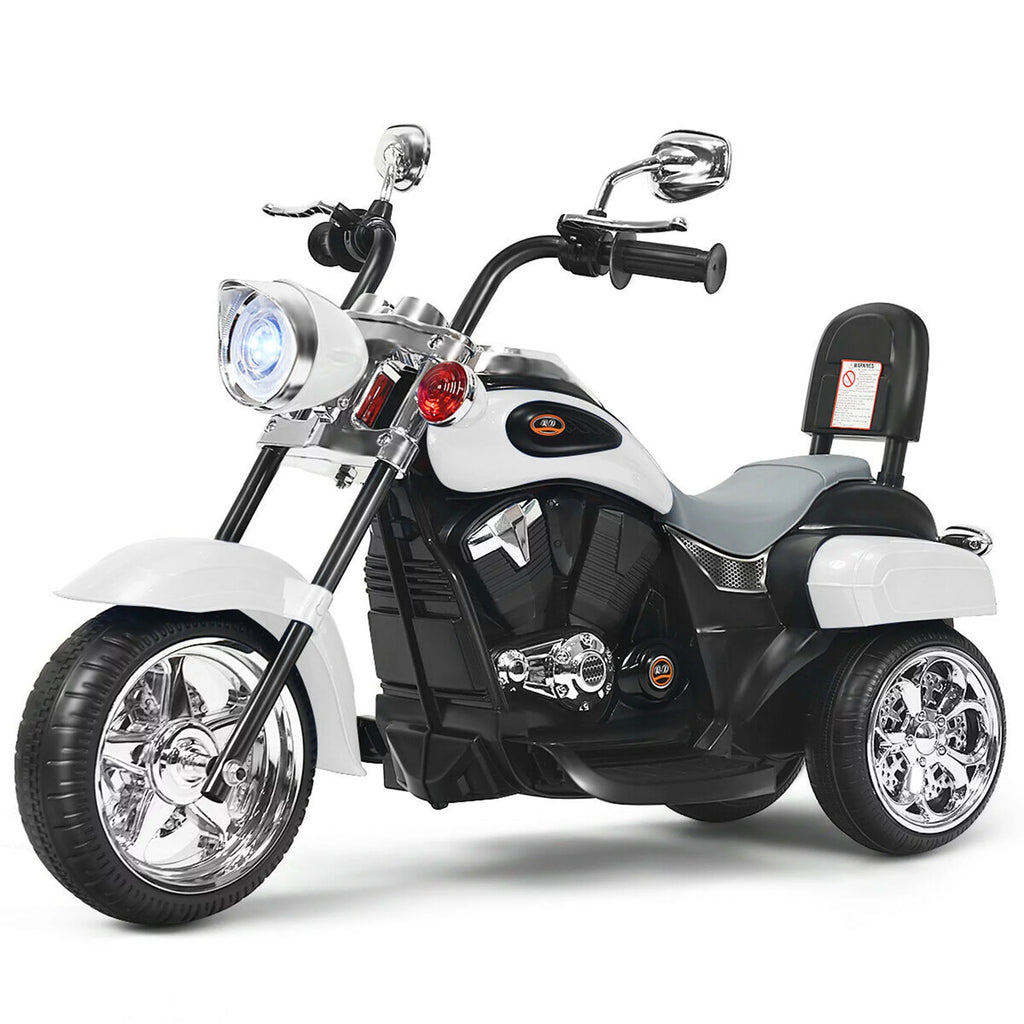 6V Kids Ride On Motorcycle 3 Wheel Trike with Headlight White P287953