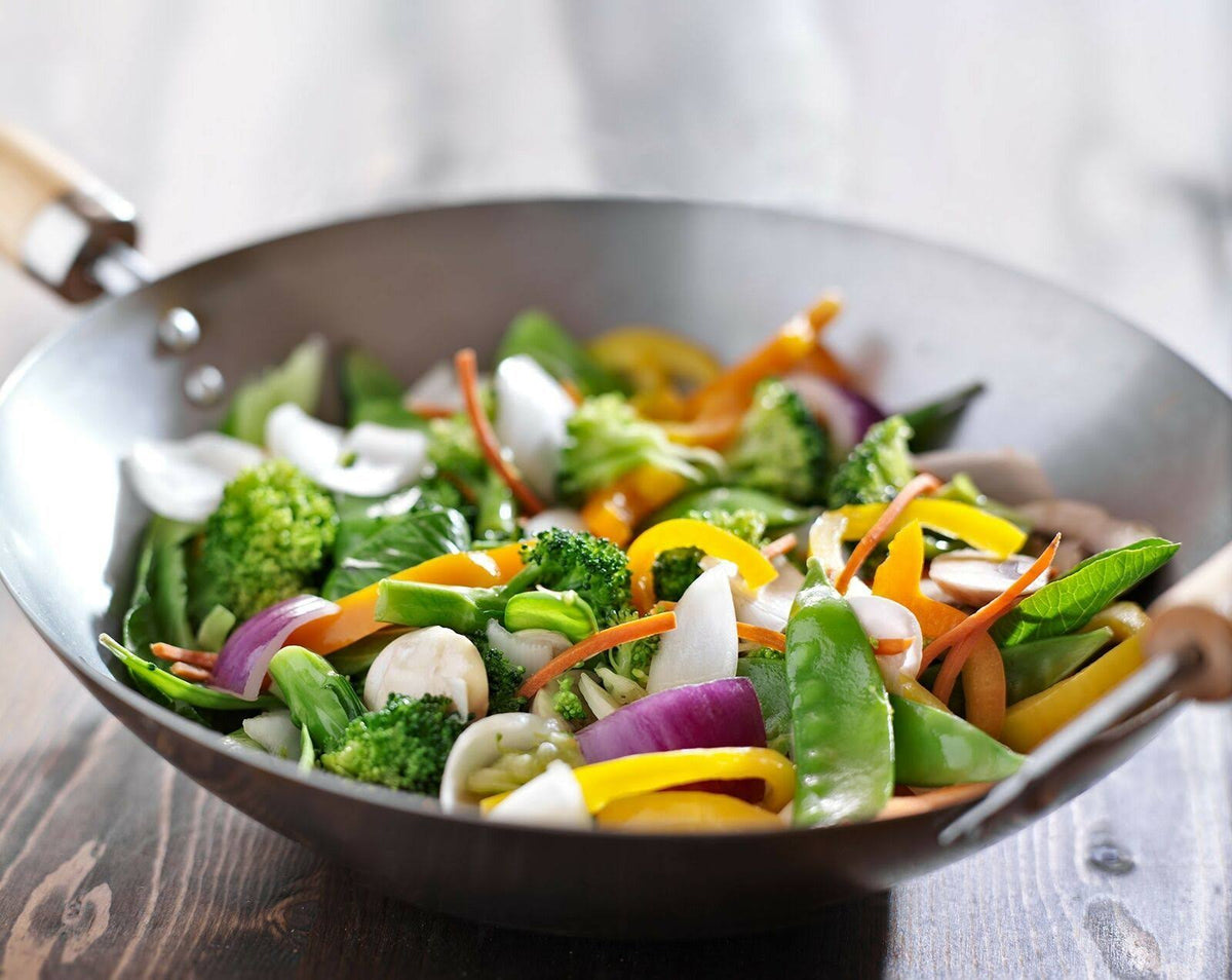 14-inch Carbon Steel Lidded Wok Stir Fry Pan Set G4852