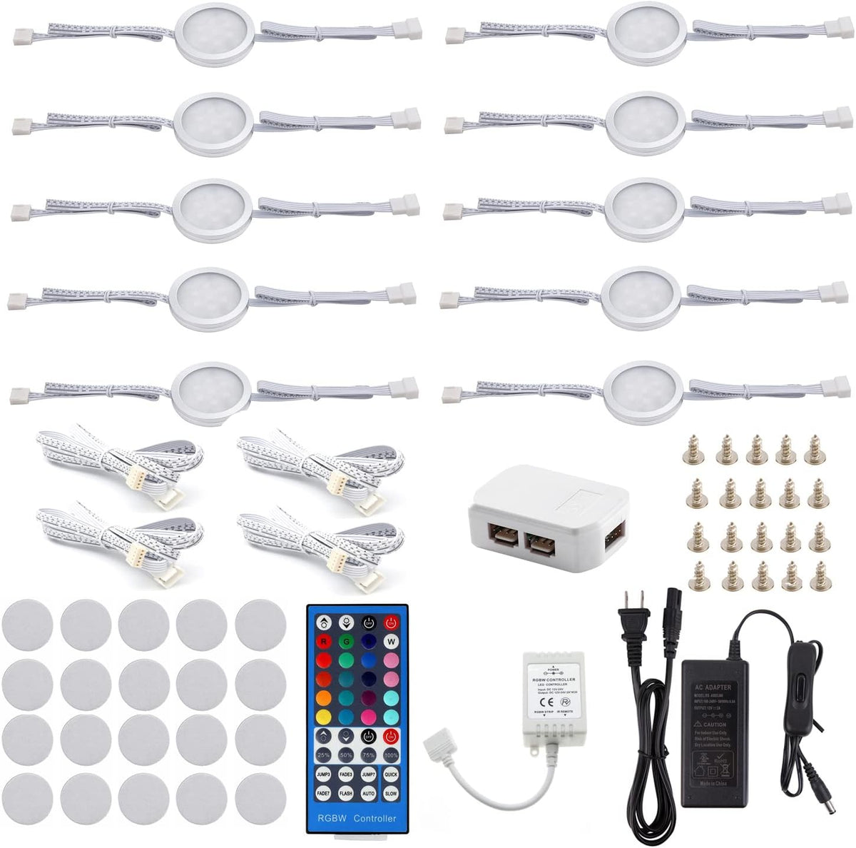 24V RGB Warm White Under Cabinet Lighting Kit, 10 Packs E133212