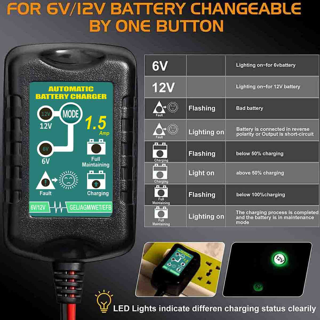12V 6V 800mA Automatic Battery Charger U813