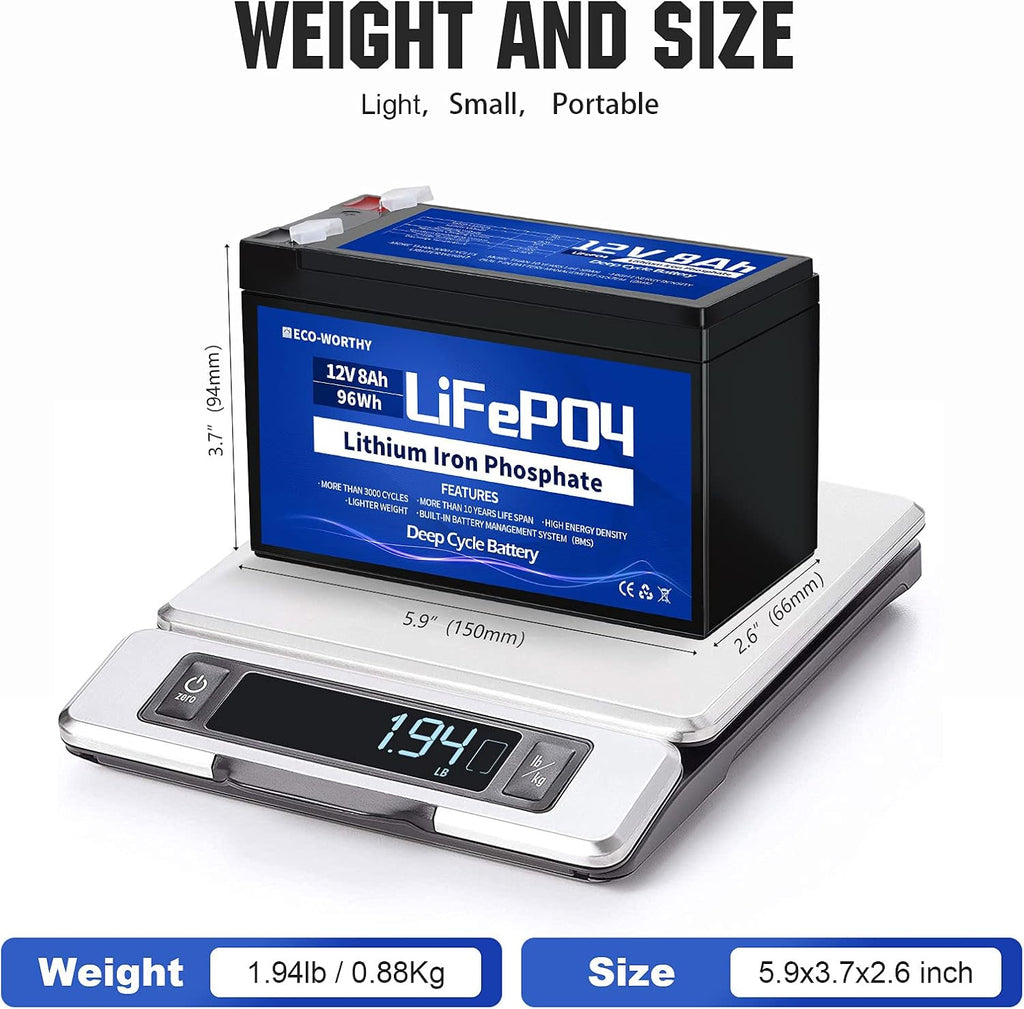 12V 8Ah Rechargeable LiFePO4 Battery with BMS C67451