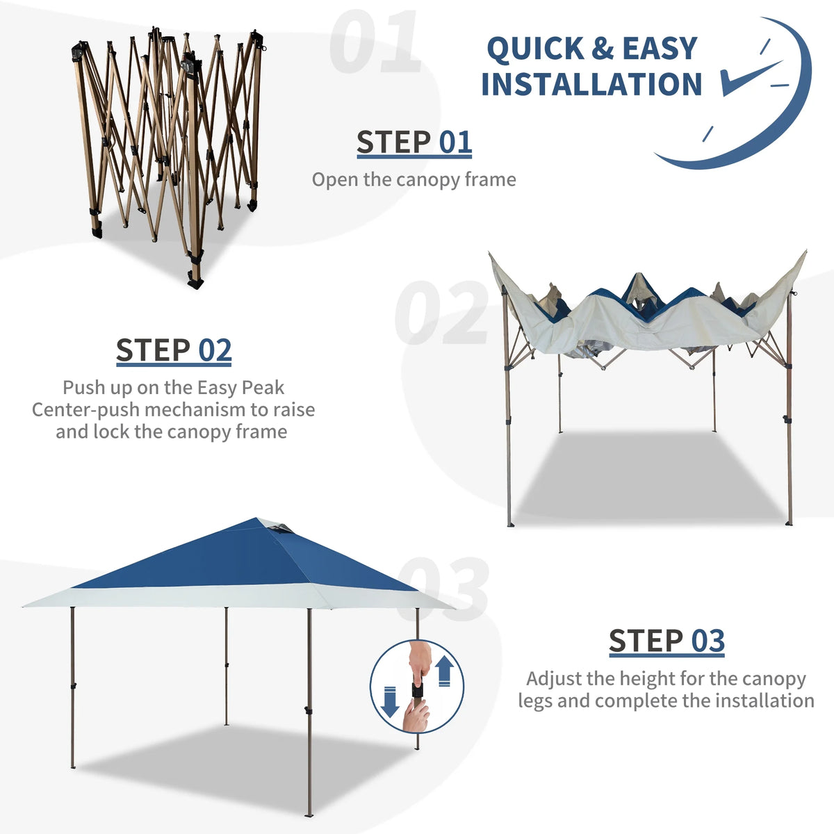 13'x13' Pop-up Canopy with Auto Extending Eaves D16819
