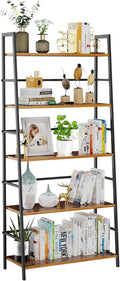 5-Tier Wood Bookshelf with Metal Frame I14486