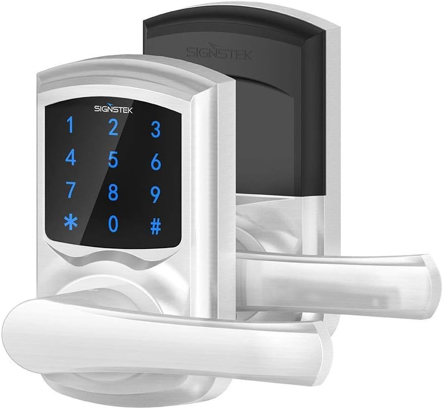 Digital Electronic Touchscreen Keypad Door Lock with Hidden Mechanical Key, Matte Black M6066