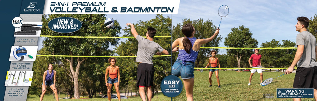2-in-1 Volleyball and Badminton Set with Net and Rackets G6577