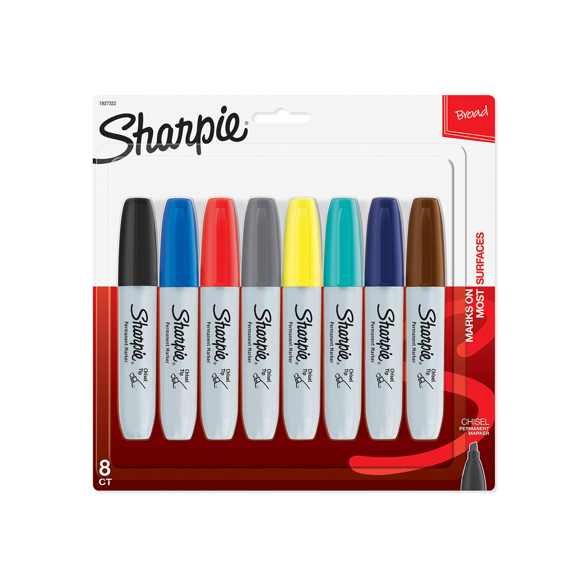 Permanent Marker, Chisel Tip, Assorted, 8/Pack C590