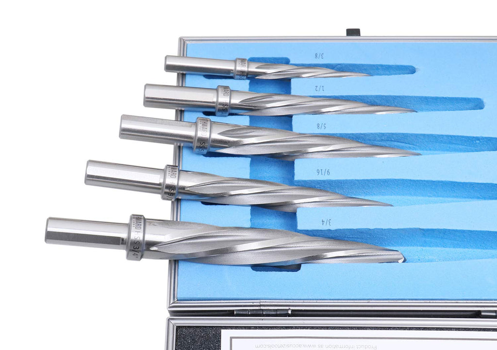 5 Pc H.S.S. Spiral Flute Car Reamer Set with Aluminum Case G5311