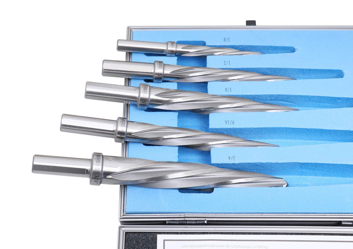 5 Pc H.S.S. Spiral Flute Car Reamer Set with Aluminum Case G5311