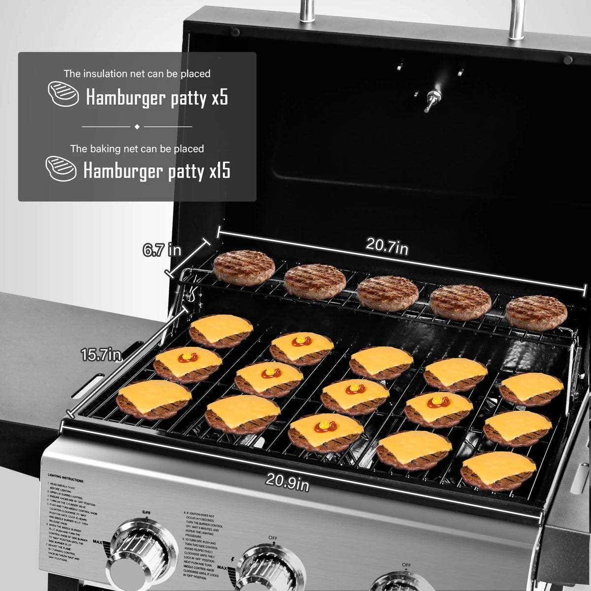 3 Burner Stainless Steel Propane Gas Grill F220