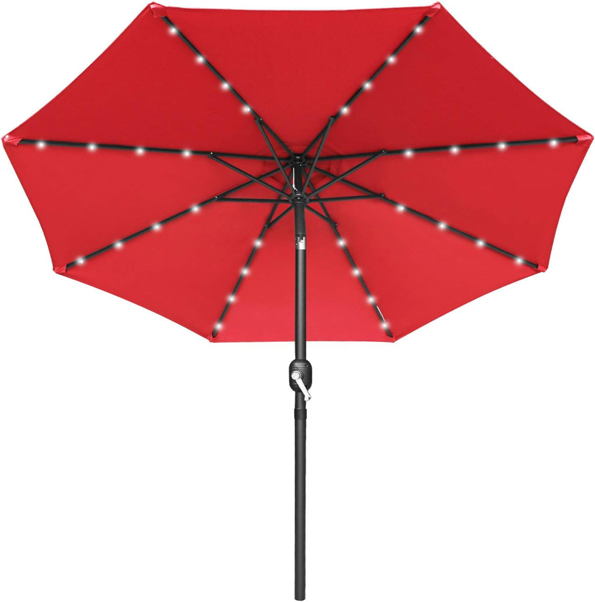 7.5ft Khaki Patio Umbrella with 32 Solar LED Lights V77839
