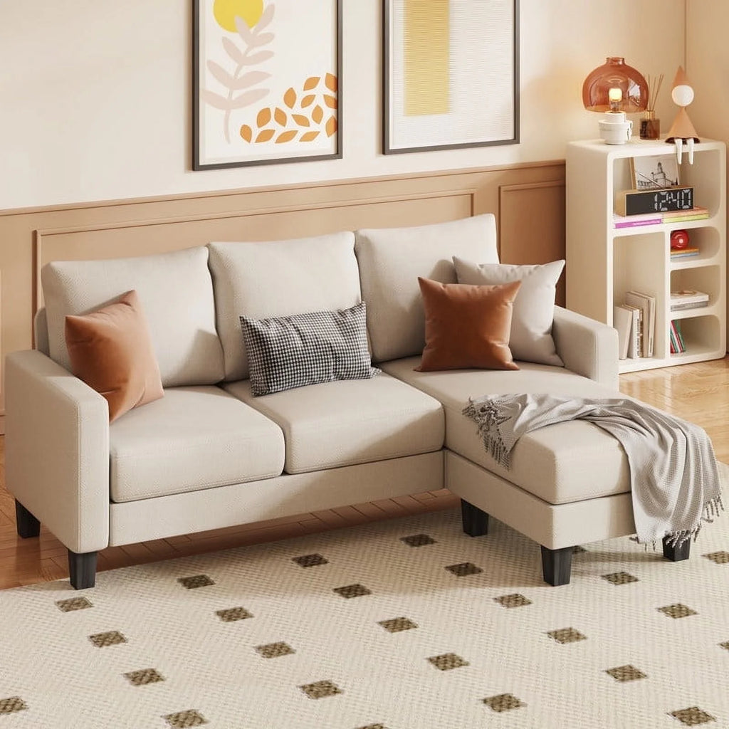 Convertible Sectional Sofa, L-Shaped 3-Seat Sofa with Reversible Chaise, Dark Gray L1303