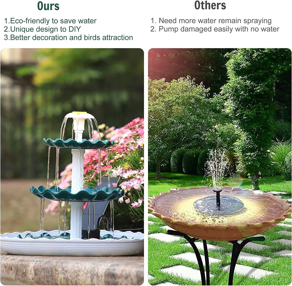 3 Tiered Bird Bath with 3.5W Solar Pump L7046