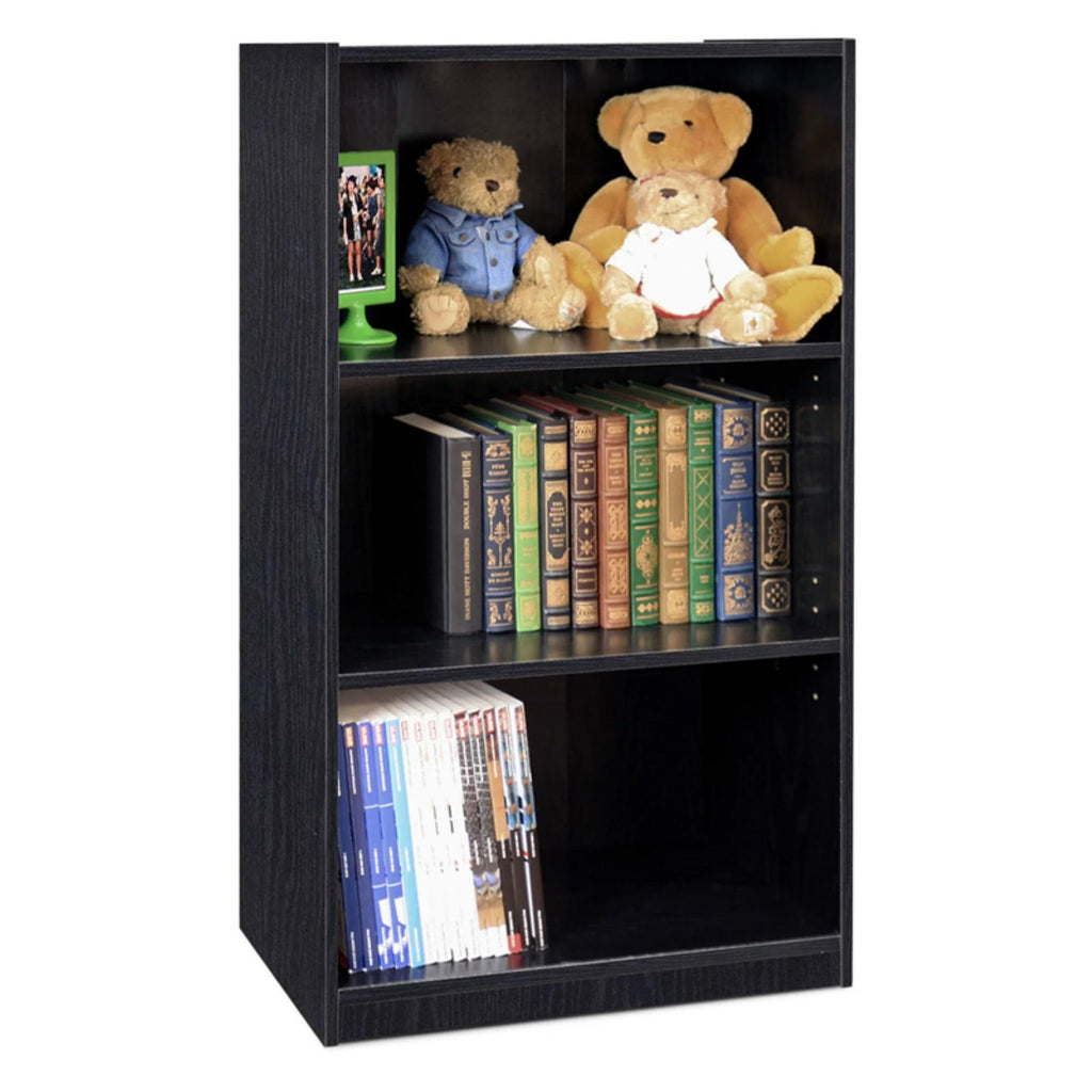 3-Tier Adjustable Shelf White Wood Bookcase Q16649