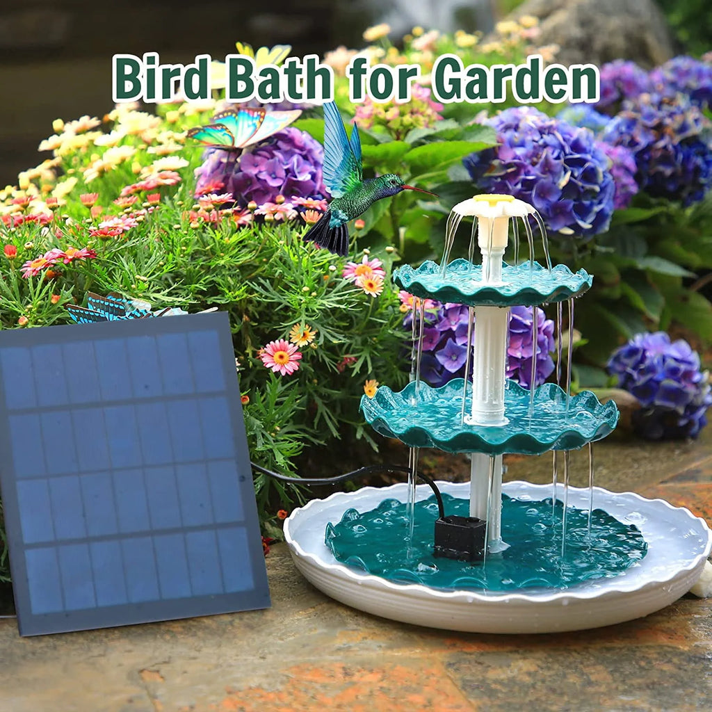 3 Tiered Bird Bath with 3.5W Solar Pump L7046