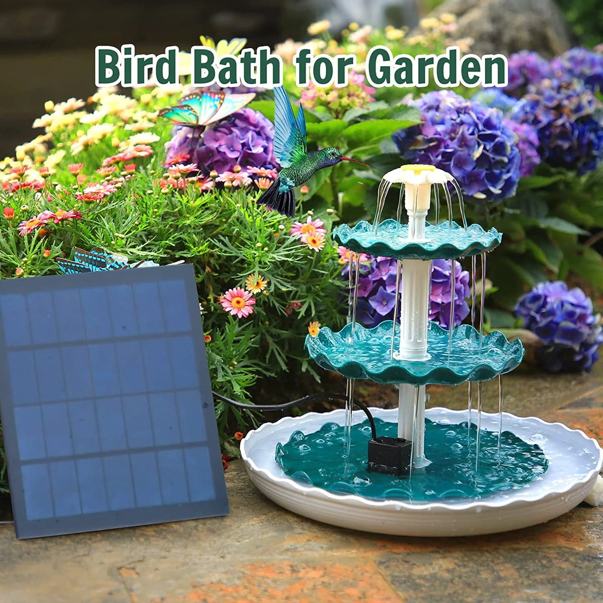 3 Tiered Bird Bath with 3.5W Solar Pump L7046