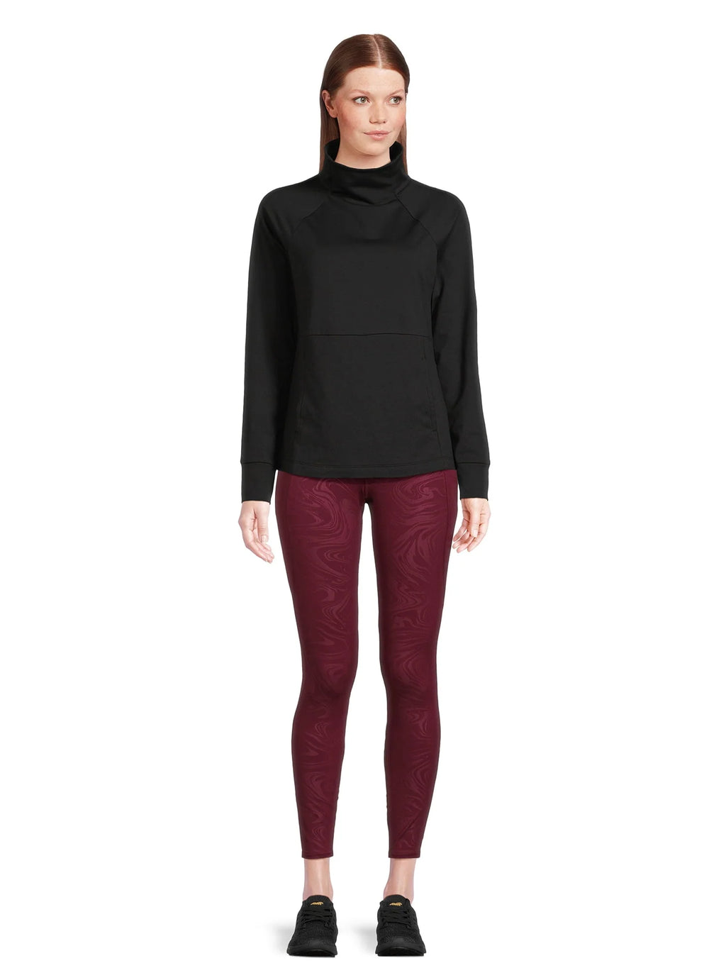 Mock Neck Long Sleeve Pullover Top V8321
