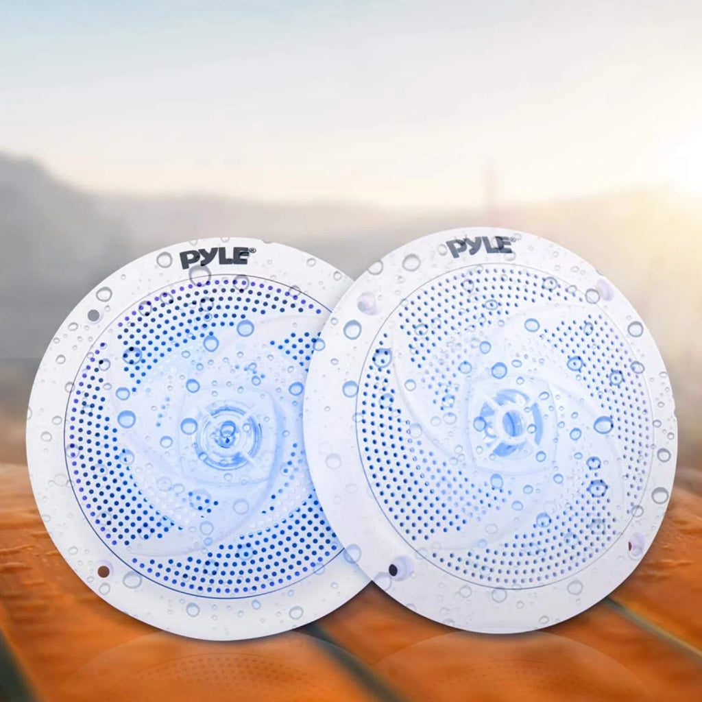 6.5 Inch Waterproof Low Profile Marine Speakers, White (2 Pack) I402