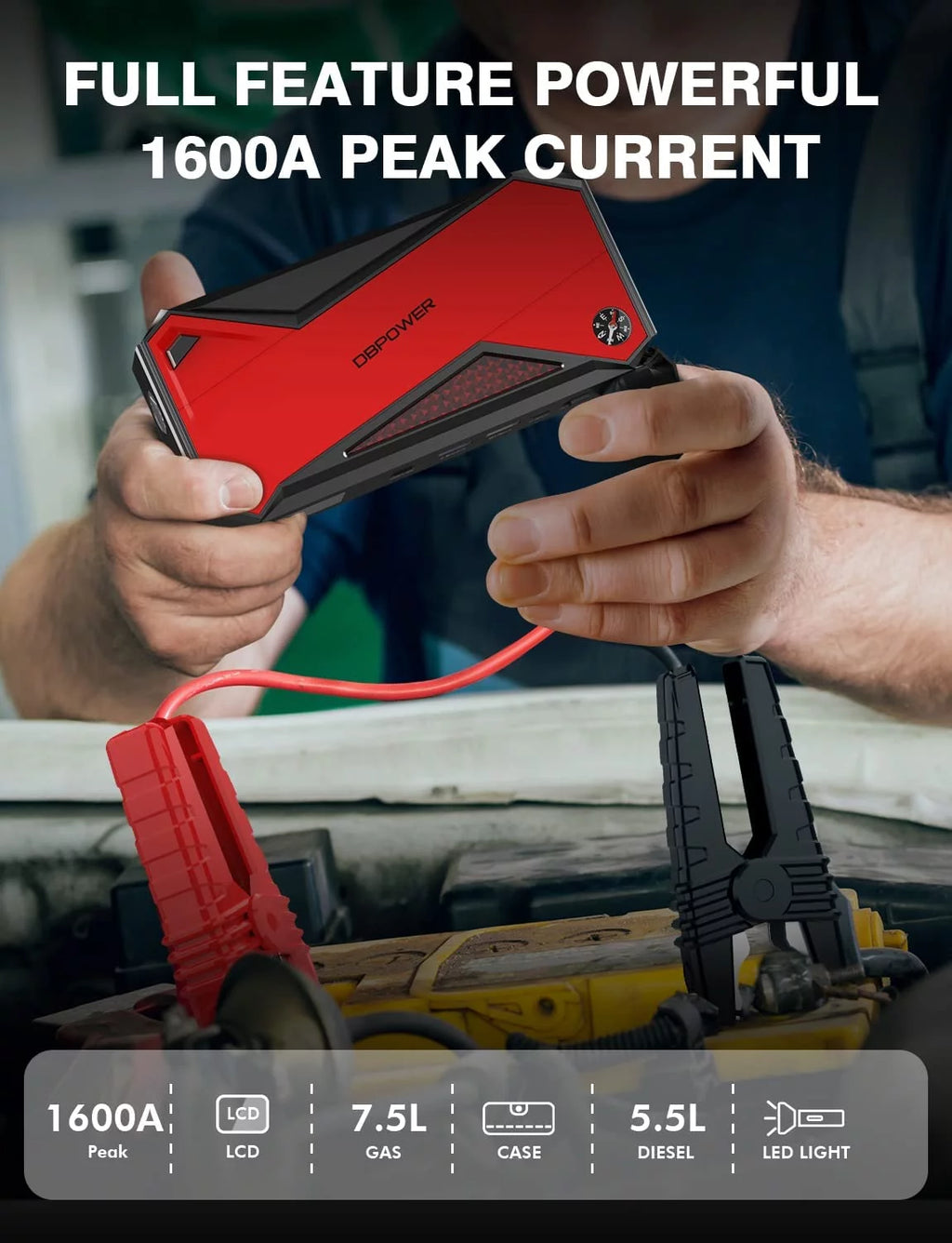 1600A Peak 18000mAh Portable Car Jump Starter H494