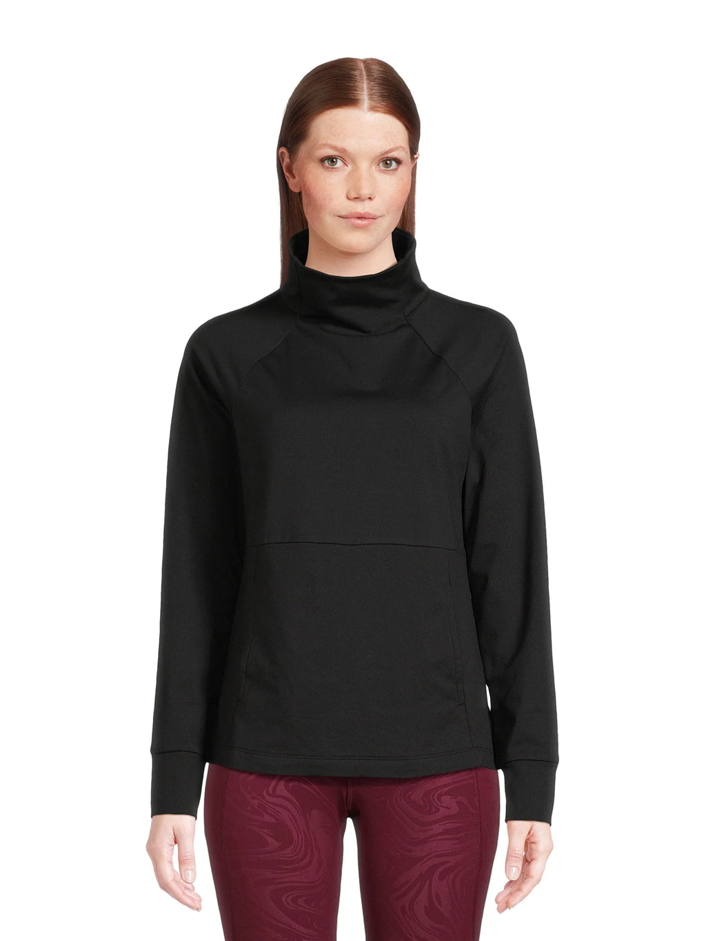 Mock Neck Long Sleeve Pullover Top V8321