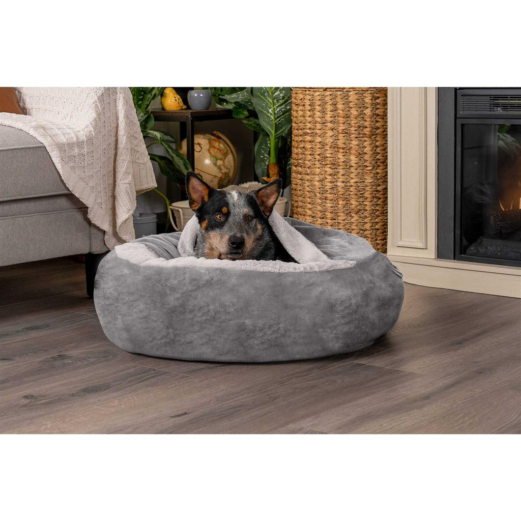 Faux Fur Hooded Donut Bed Q61997