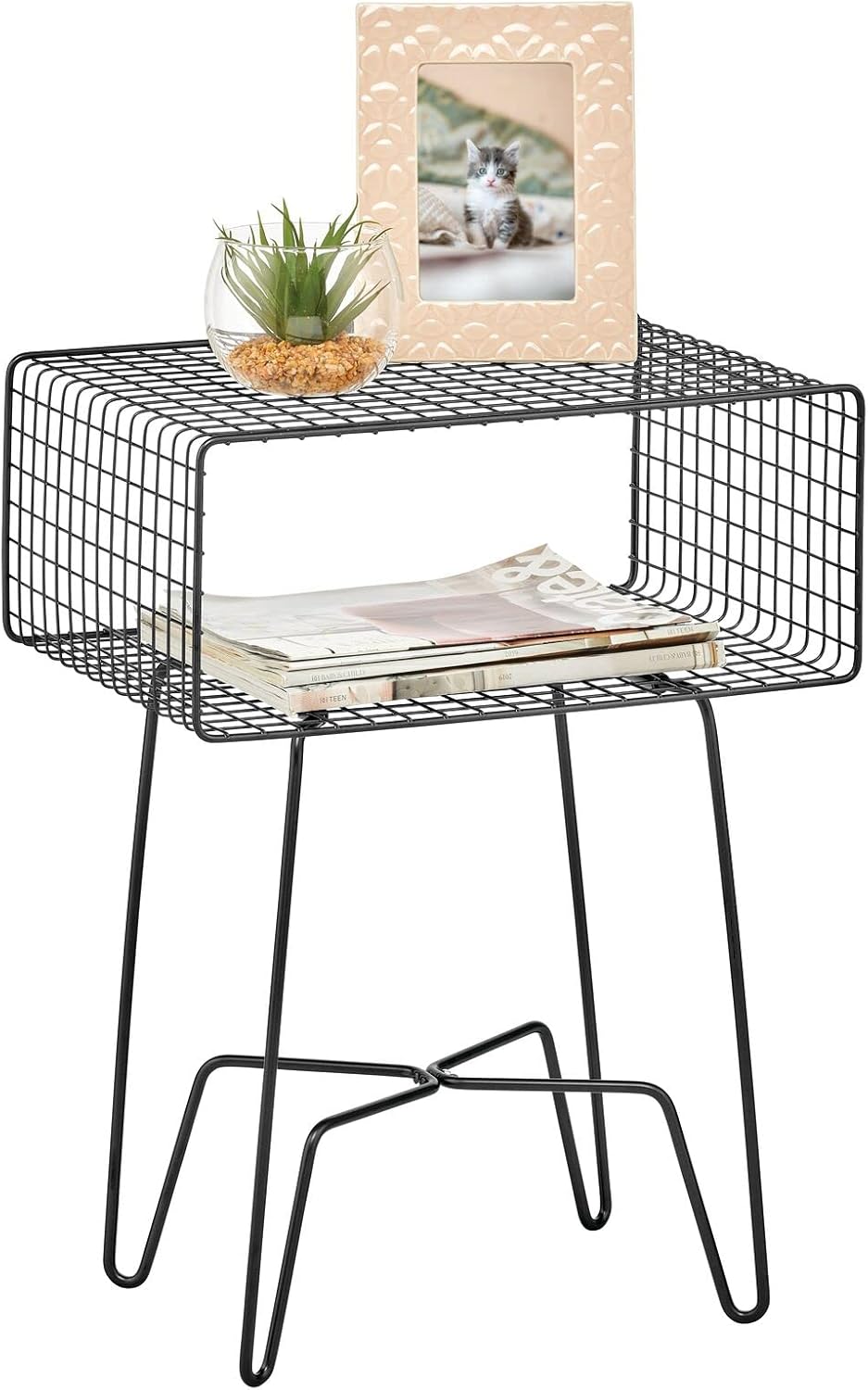 Chrome 2-Tier Metal Side Table with Storage Shelf A191482