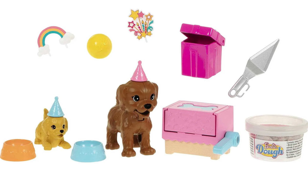Brunette Doll & Playset with 2 Puppies, Cake Molds, Dough & Accessories N282