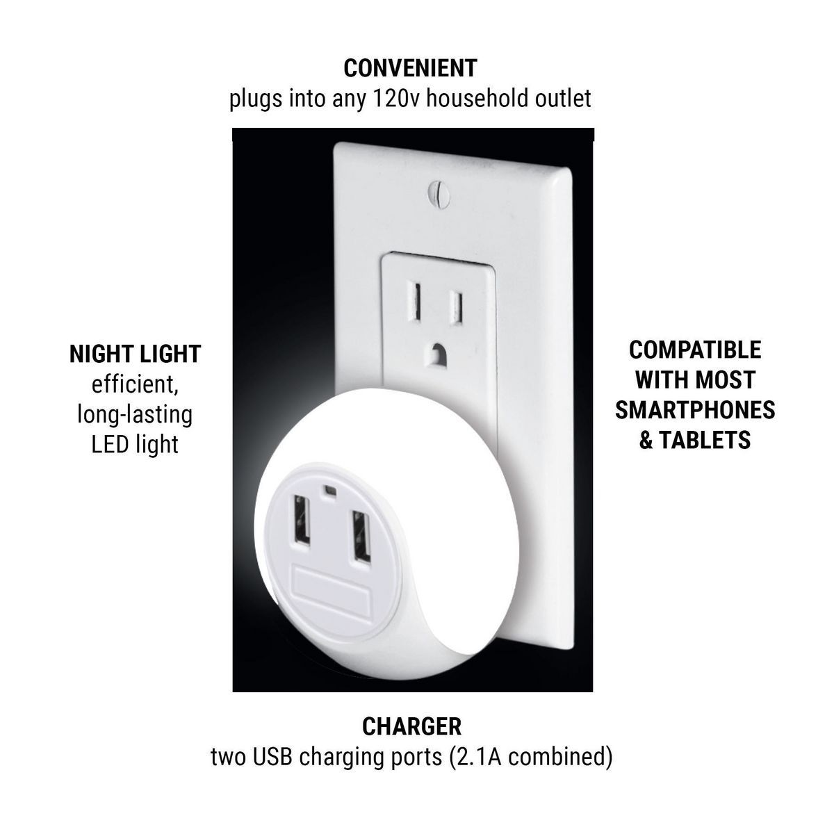 USB Port Charger and Night Light E935480